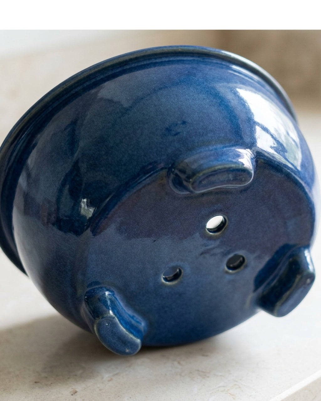 Ambbe Footed Ceramic Bowl Planter 24 cm Deep Blue - Detail view