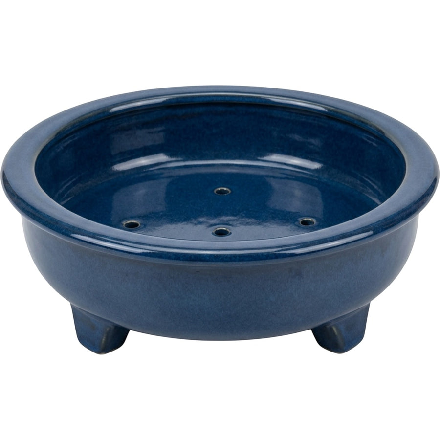 Ambbe Footed Ceramic Bowl Planter 24 cm Deep Blue