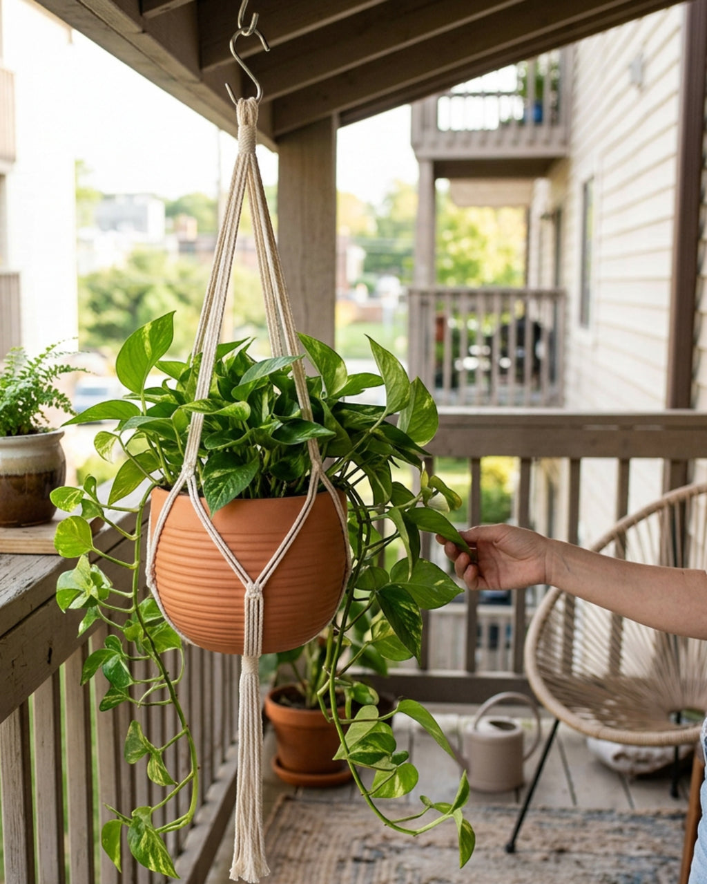 Ambbe Ceramic Hanging Planter Terracotta 8 in