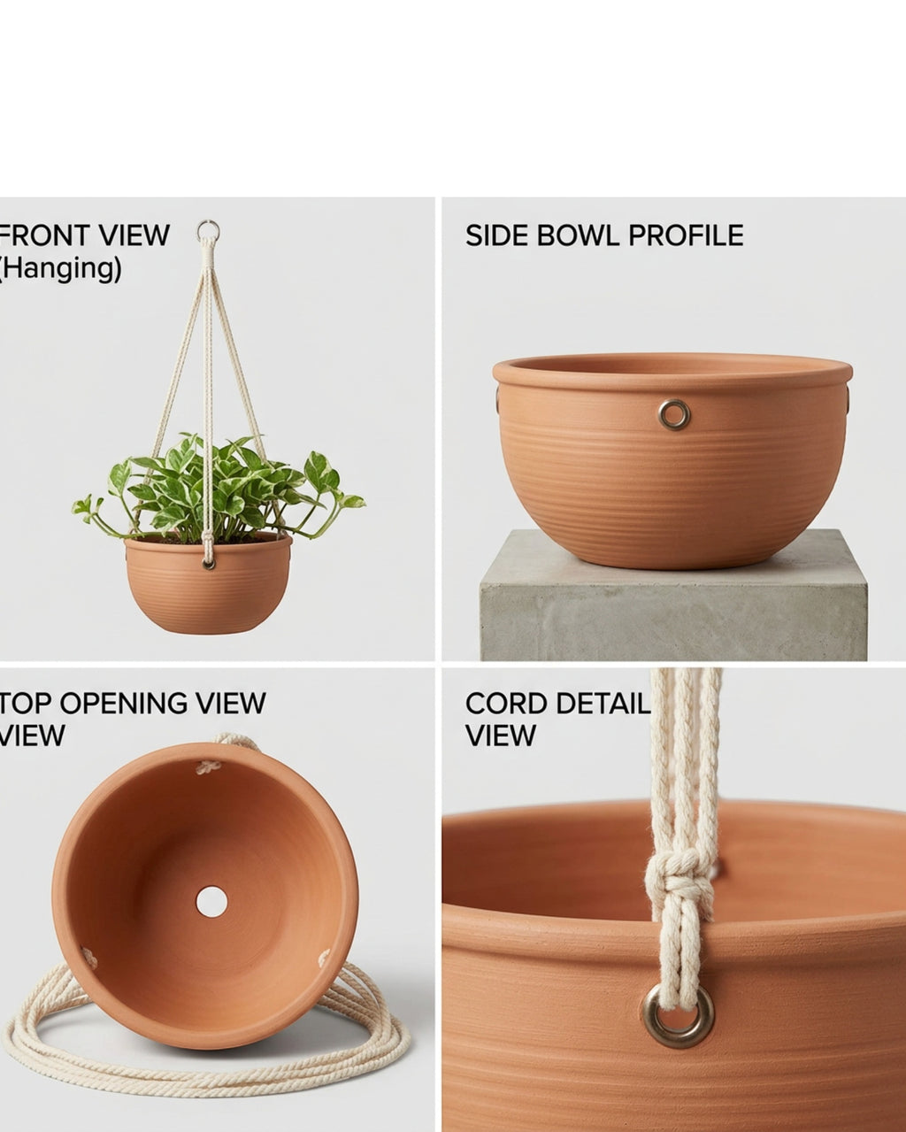 Ambbe Ceramic Hanging Planter Terracotta 8 in