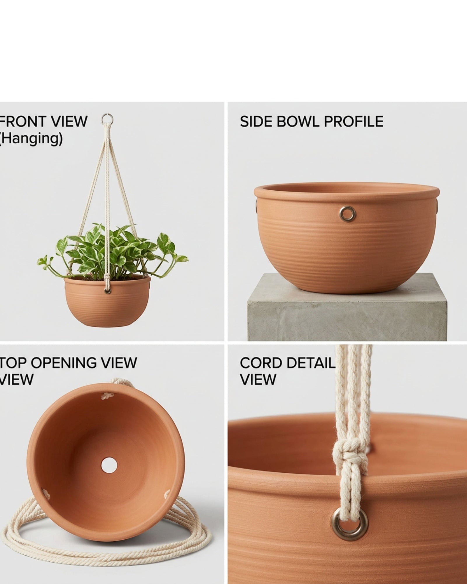 Ambbe Ceramic Hanging Planter Terracotta 8 in