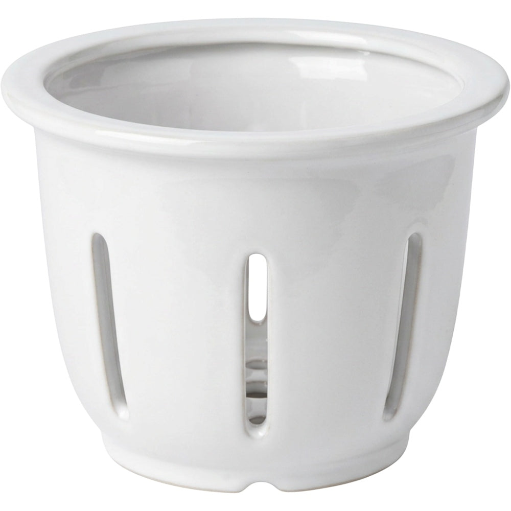 Ambbe Ceramic Orchid Pot White 7 in with Slots