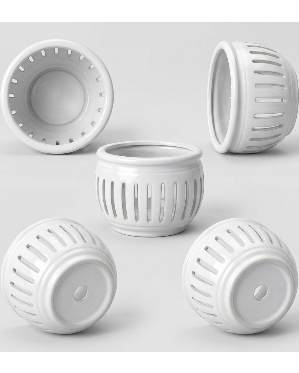 Ambbe Ceramic Orchid Pot White 7 in with Slots