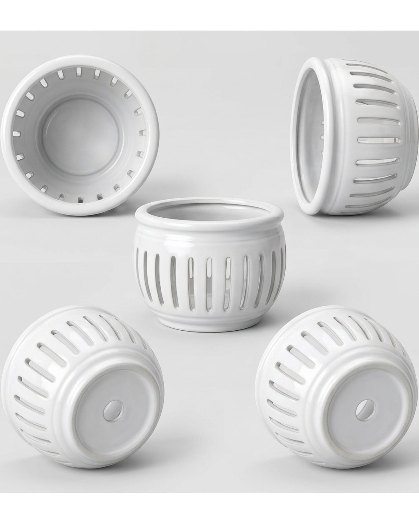 Ambbe Ceramic Orchid Pot White 7 in with Slots