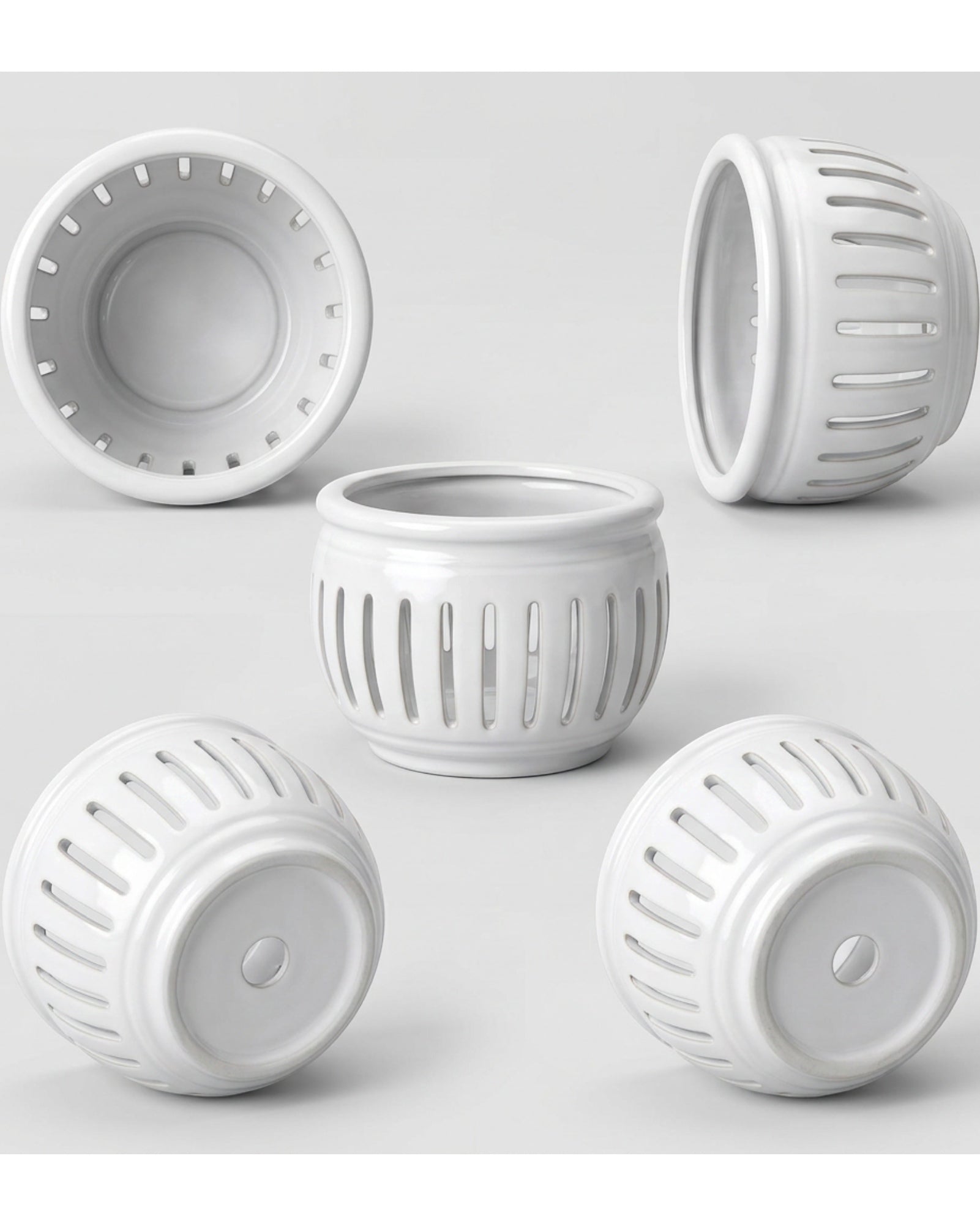 Ambbe Ceramic Orchid Pot White 7 in with Slots
