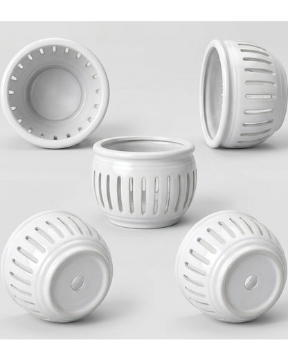 Ambbe Ceramic Orchid Pot White 7 in with Slots