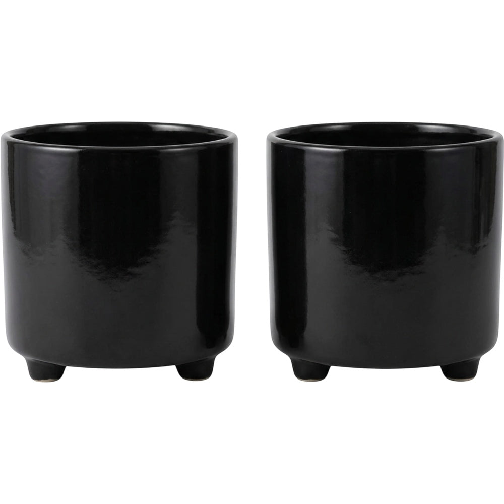 Ambbe Footed Ceramic Planter Black 5 in 2 Pack