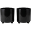 Ambbe Footed Ceramic Planter Black 5 in 2 Pack