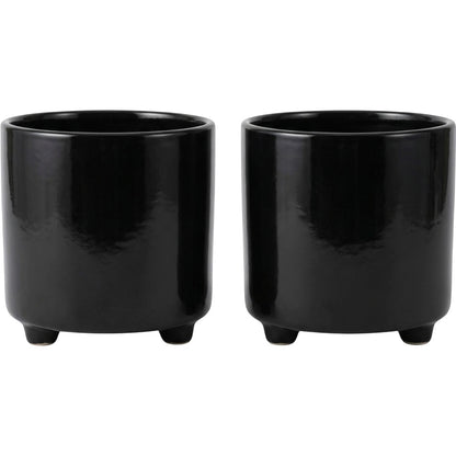 Ambbe Footed Ceramic Planter Black 5 in 2 Pack