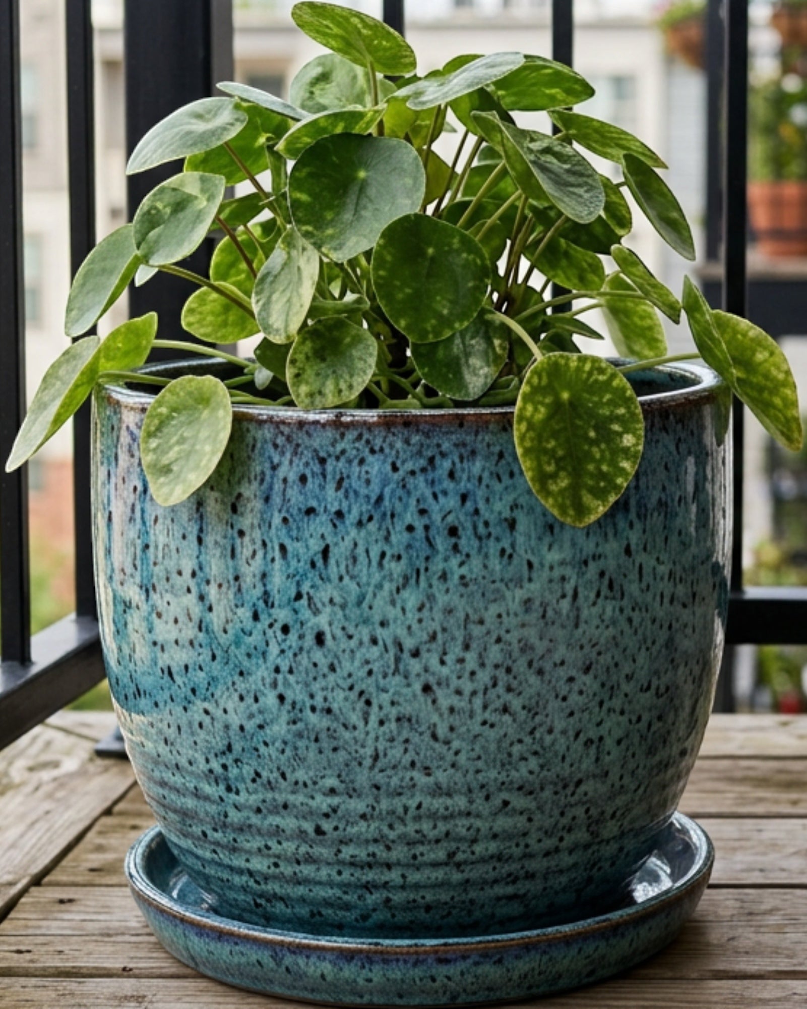 Ambbe Reactive Glaze Ceramic Planter Blue 9 in