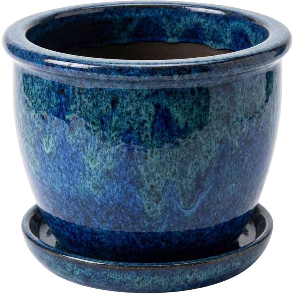 Ambbe Reactive Glaze Ceramic Planter Blue 9 in