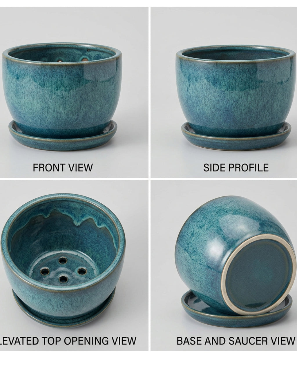 Ambbe Reactive Glaze Ceramic Planter Blue 9 in