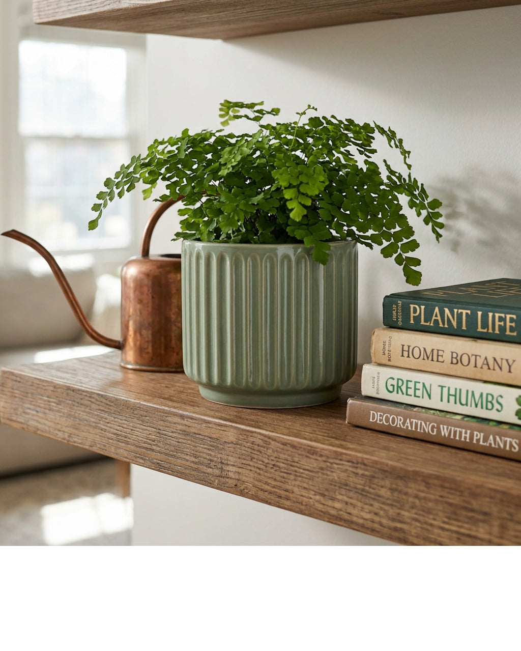 Ambbe Ribbed Ceramic Planter Sage 6 in