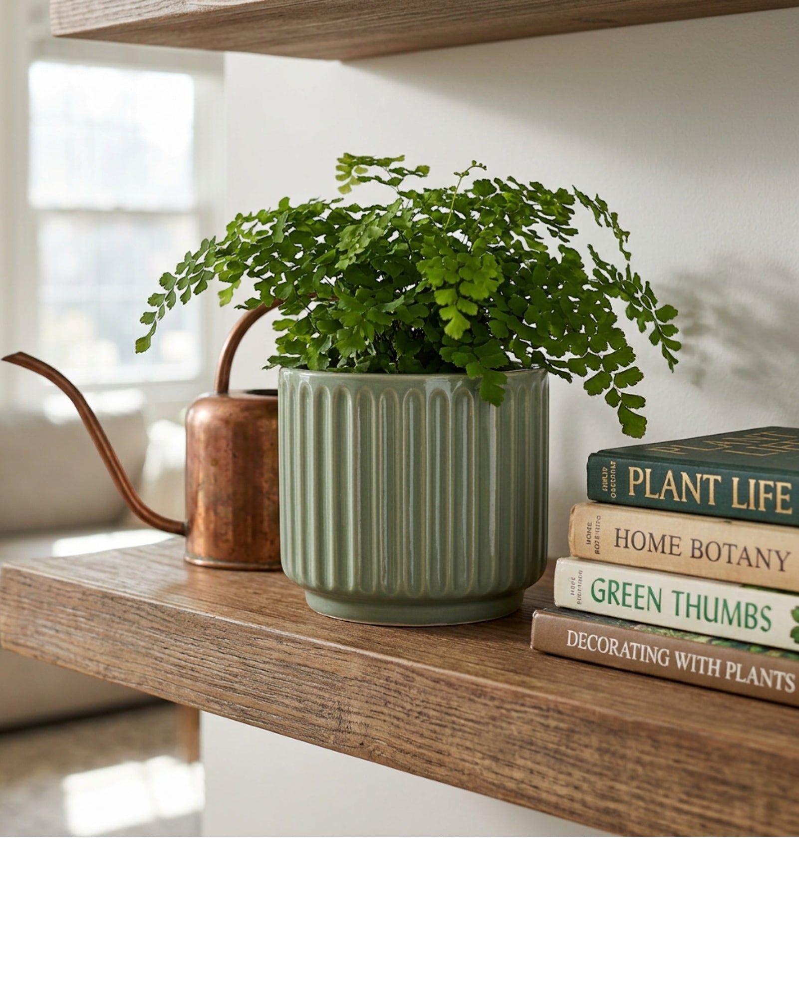 Ambbe Ribbed Ceramic Planter Sage 6 in
